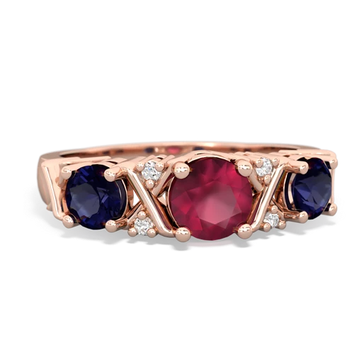 Genuine Ruby with Genuine Sapphire and Genuine Tanzanite Hugs and Kisses ring
