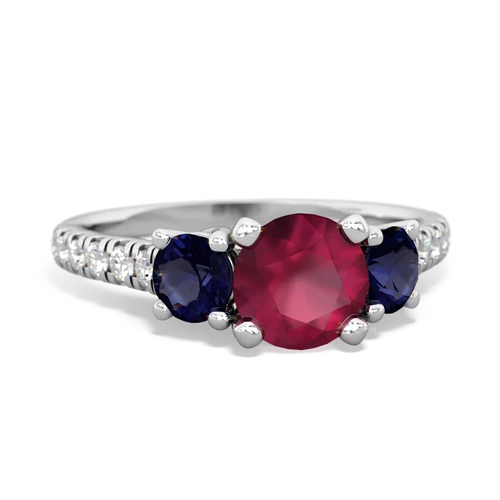 Genuine Ruby with Genuine Sapphire and Genuine Sapphire Pave Trellis ring