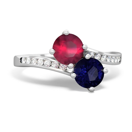 Ruby Genuine Ruby with Genuine Sapphire Keepsake Two Stone ring Ring