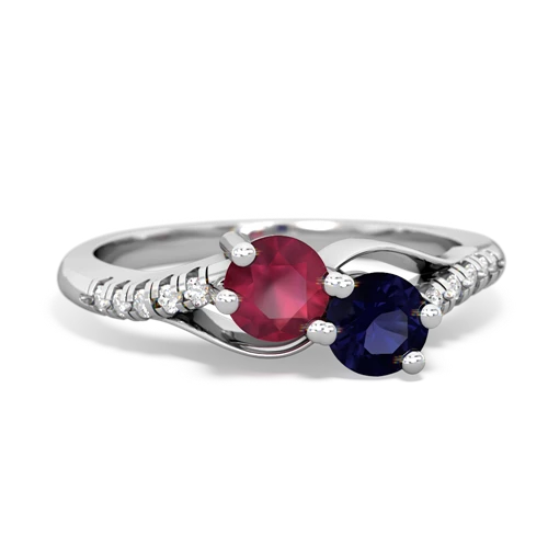 ruby-sapphire two stone infinity ring