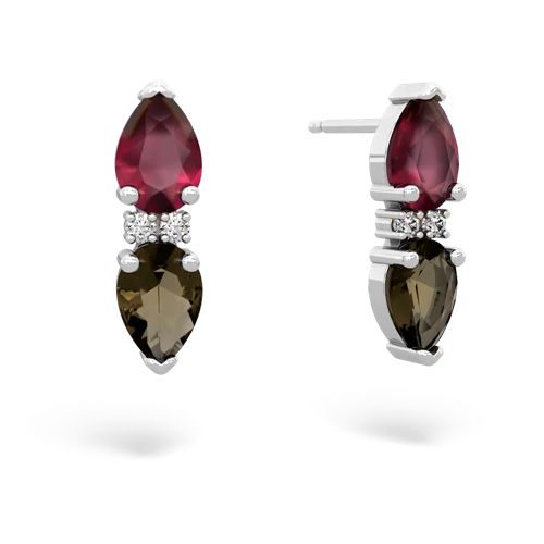 ruby-smoky quartz bowtie earrings