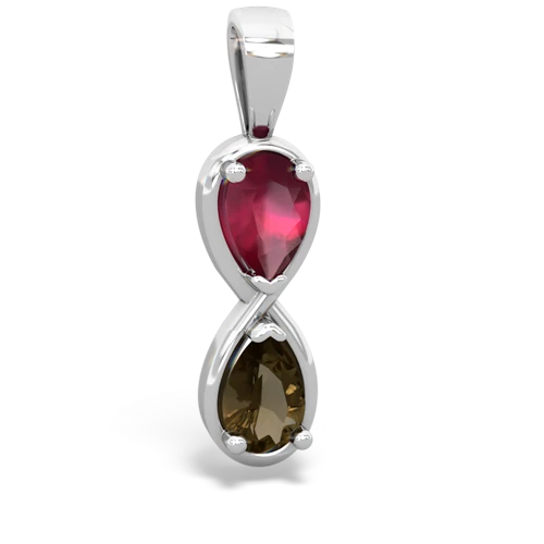 ruby-smoky quartz infinity pendant