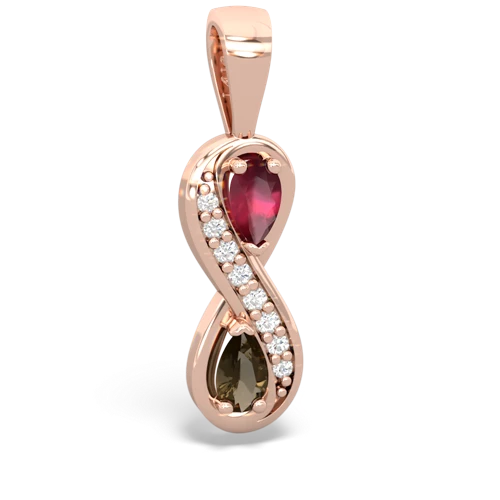 ruby-smoky quartz keepsake infinity pendant