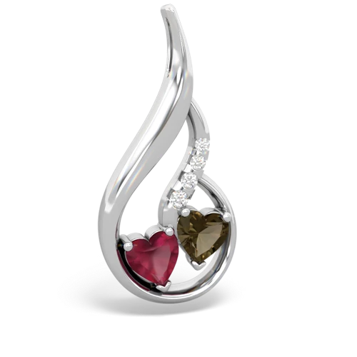 ruby-smoky quartz keepsake swirl pendant