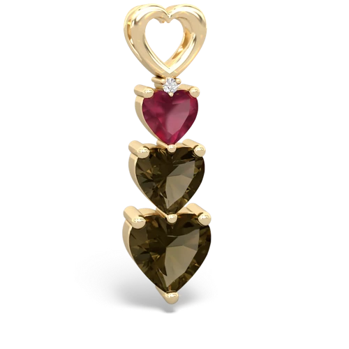 Ruby Genuine Ruby with Genuine Smoky Quartz and Genuine Garnet Past Present Future pendant Pendant