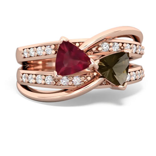 ruby-smoky quartz couture ring