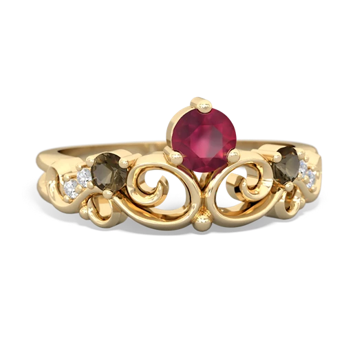 Ruby Genuine Ruby with Genuine Smoky Quartz and Lab Created Sapphire Crown Keepsake ring Ring