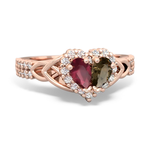 ruby-smoky quartz keepsake engagement ring