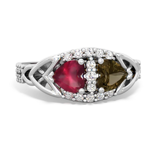 ruby-smoky quartz keepsake engagement ring