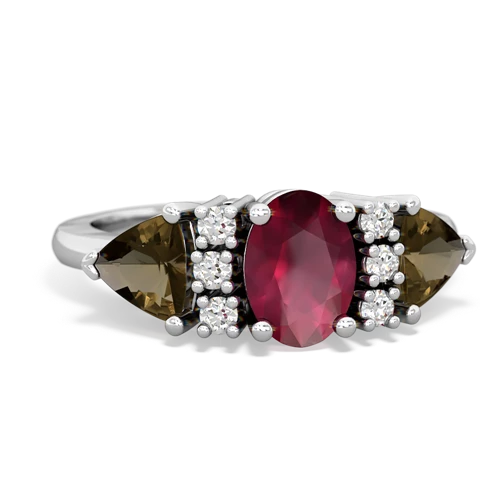 ruby-smoky quartz timeless ring