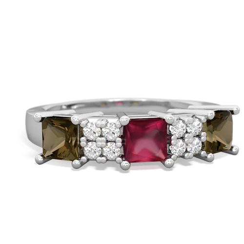 ruby-smoky quartz timeless ring