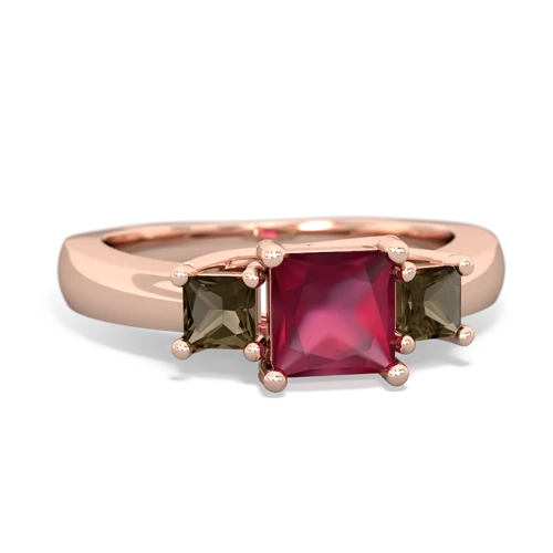 ruby-smoky quartz timeless ring