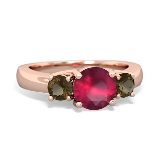 ruby-smoky quartz timeless ring