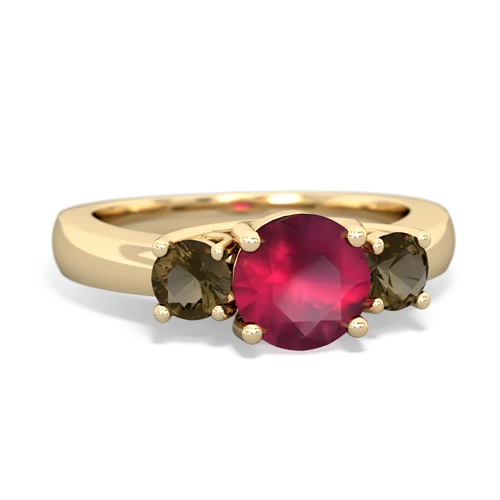 ruby-smoky quartz timeless ring