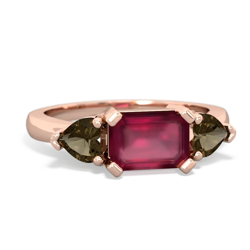 ruby-smoky quartz timeless ring