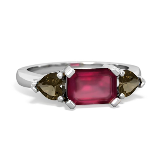 ruby-smoky quartz timeless ring