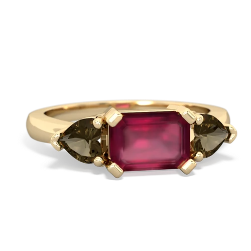 ruby-smoky quartz timeless ring