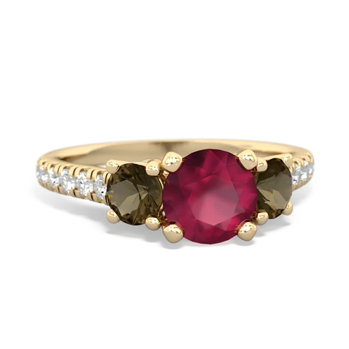 ruby-smoky quartz trellis pave ring