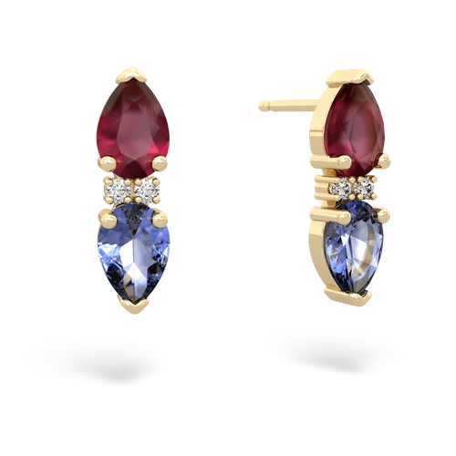 ruby-tanzanite bowtie earrings