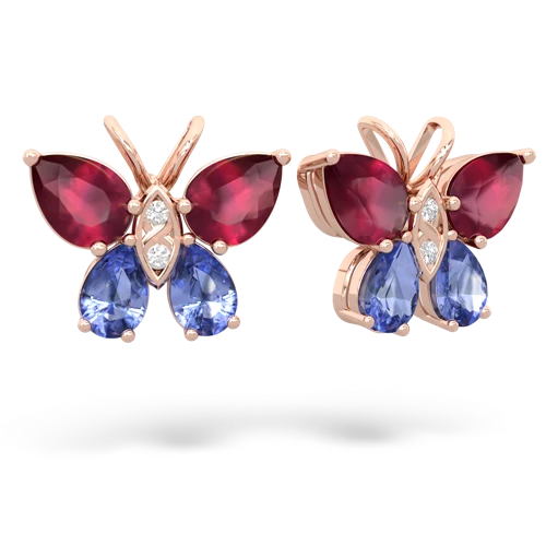 ruby-tanzanite butterfly earrings