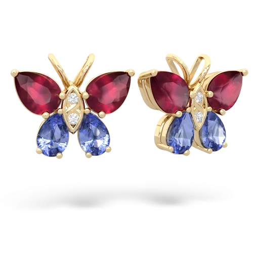 ruby-tanzanite butterfly earrings