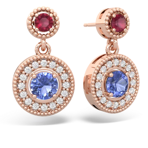 ruby-tanzanite halo earrings