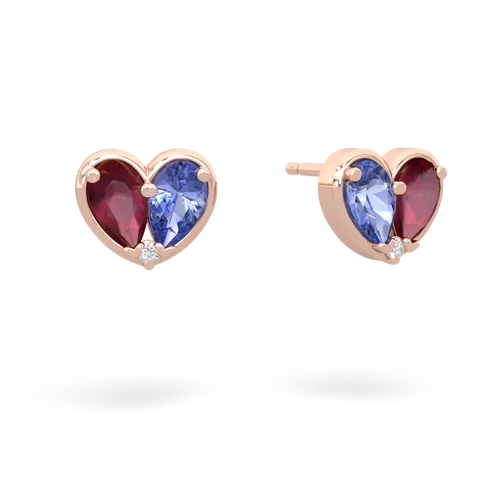 ruby-tanzanite one heart earrings