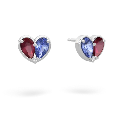 ruby-tanzanite one heart earrings