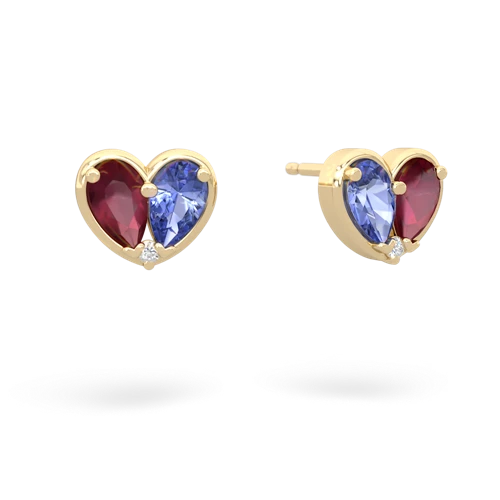 ruby-tanzanite one heart earrings