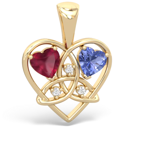 ruby-tanzanite celtic heart pendant