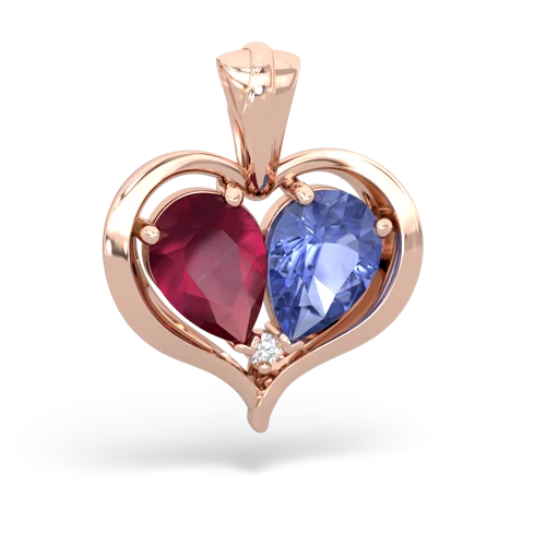 ruby-tanzanite half heart whole pendant