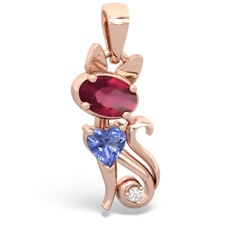 Ruby Genuine Ruby with Genuine Tanzanite Kitten pendant Pendant