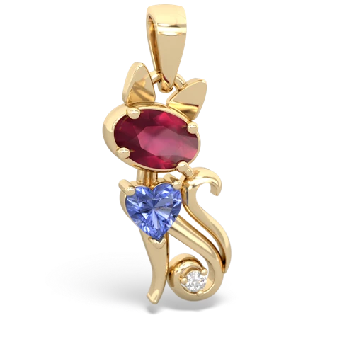 Ruby Genuine Ruby with Genuine Tanzanite Kitten pendant Pendant