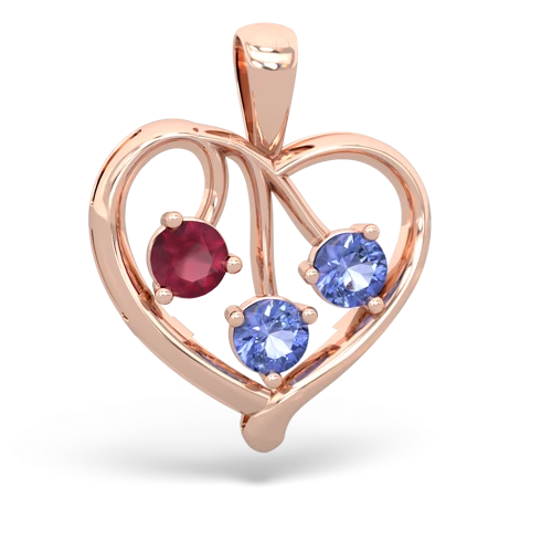 Ruby Genuine Ruby with Genuine Tanzanite and  Glowing Heart pendant Pendant
