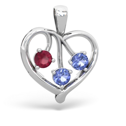 ruby-tanzanite love heart pendant