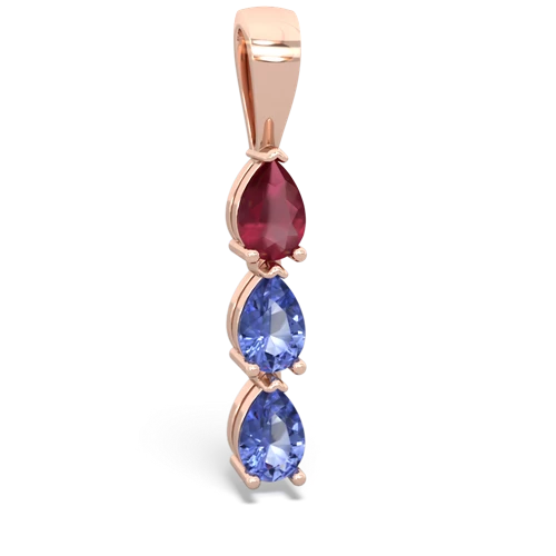 Ruby Genuine Ruby with Genuine Tanzanite and Lab Created Sapphire Three Stone pendant Pendant