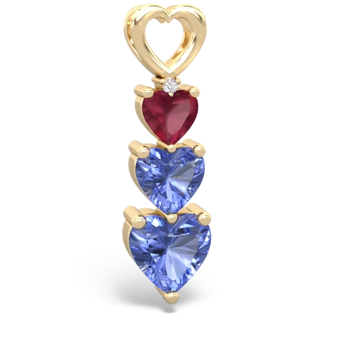 Ruby Genuine Ruby with Genuine Tanzanite and Lab Created Sapphire Past Present Future pendant Pendant