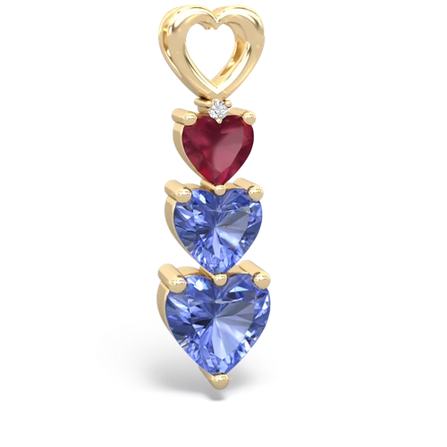 Ruby Genuine Ruby with Genuine Tanzanite and Lab Created Pink Sapphire Past Present Future pendant Pendant