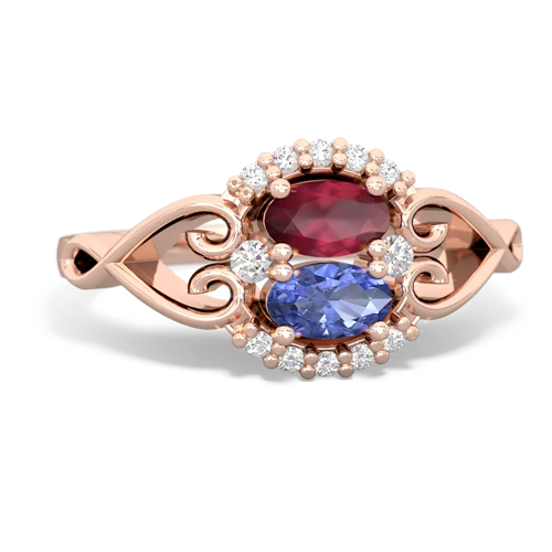 ruby-tanzanite antique keepsake ring