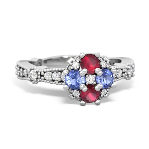 Ruby Genuine Ruby with Genuine Tanzanite Milgrain Antique Style ring Ring