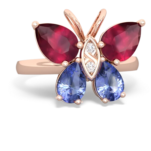 ruby-tanzanite butterfly ring