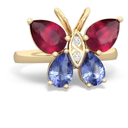 ruby-tanzanite butterfly ring