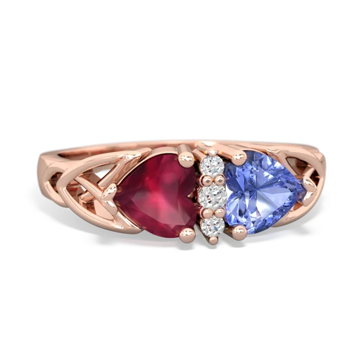 Ruby Genuine Ruby with Genuine Tanzanite Celtic Trinity Knot ring Ring