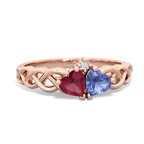 ruby-tanzanite celtic braid ring