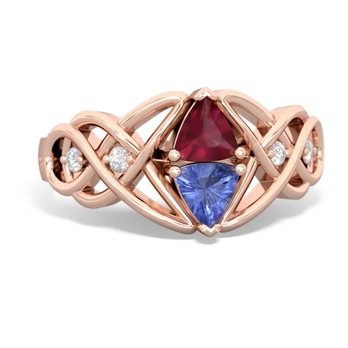 Ruby Genuine Ruby with Genuine Tanzanite Keepsake Celtic Knot ring Ring
