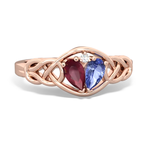 Ruby Genuine Ruby with Genuine Tanzanite Celtic Love Knot ring Ring