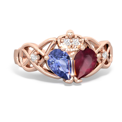 ruby-tanzanite claddagh ring