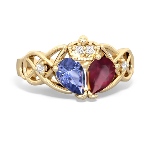 ruby-tanzanite claddagh ring