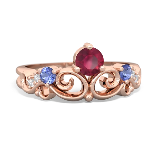 Ruby Genuine Ruby with Genuine Tanzanite and  Crown Keepsake ring Ring
