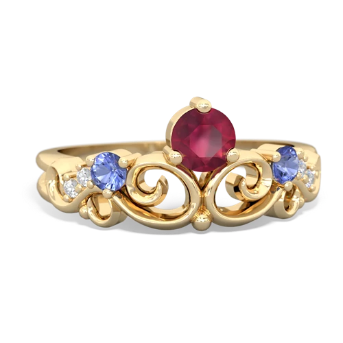 Genuine Ruby with Genuine Tanzanite and Genuine Aquamarine Crown Keepsake ring